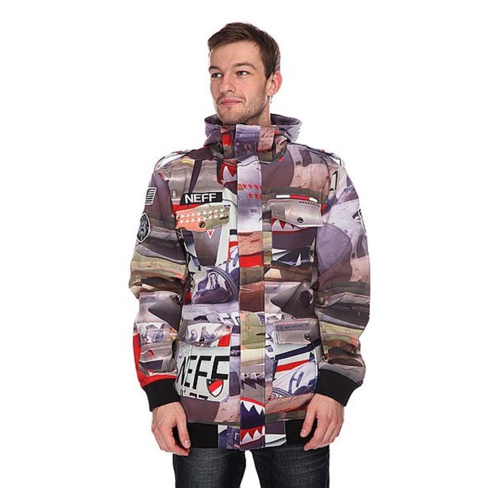Neff Jacket Warplanes Softshell Taffeta Full Zip Gray Size Medium